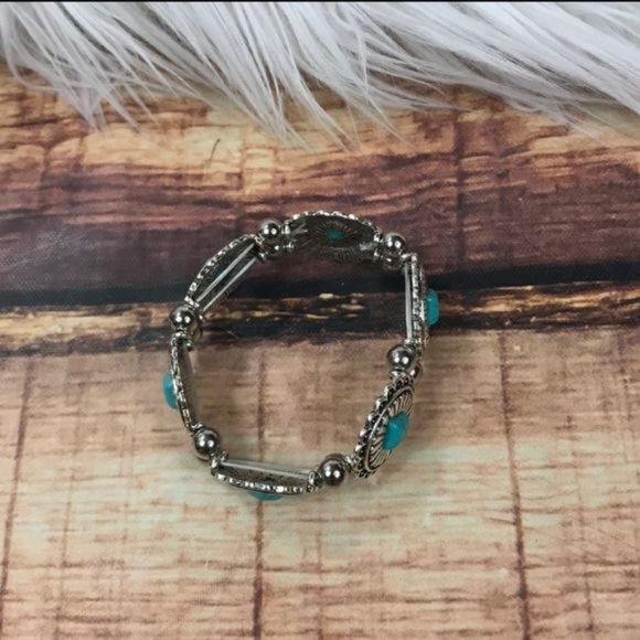 Silver & Turquoise Concho Bracelet Western Wear - Picture 3 of 3